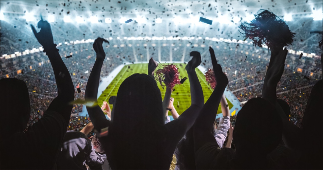 Group,Of,Fans,Are,Cheering,For,Their,Team,Victory